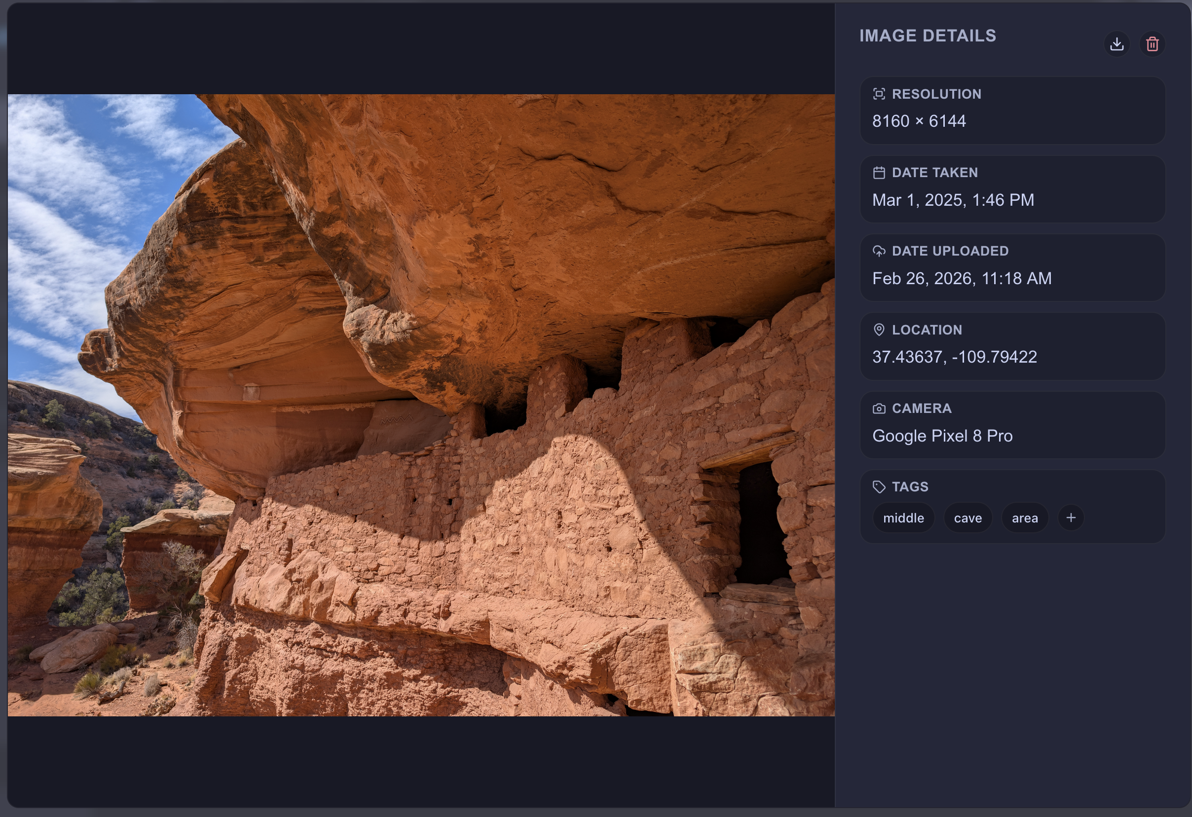 Example of the Details Panel